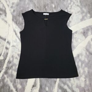 Calvin Klein Black Sleeveless Tank with Front Keyhole and Bar Size M